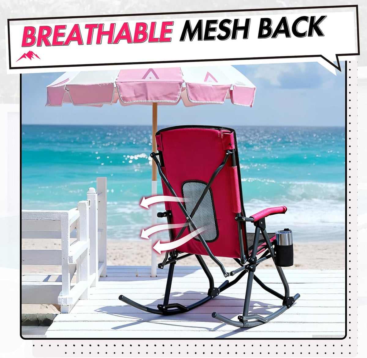 PORTAL Oversized Folding Rocking Camping Chair - Portable Outdoor Rocker with High Back & Carry Bag, Supports 400 lbs