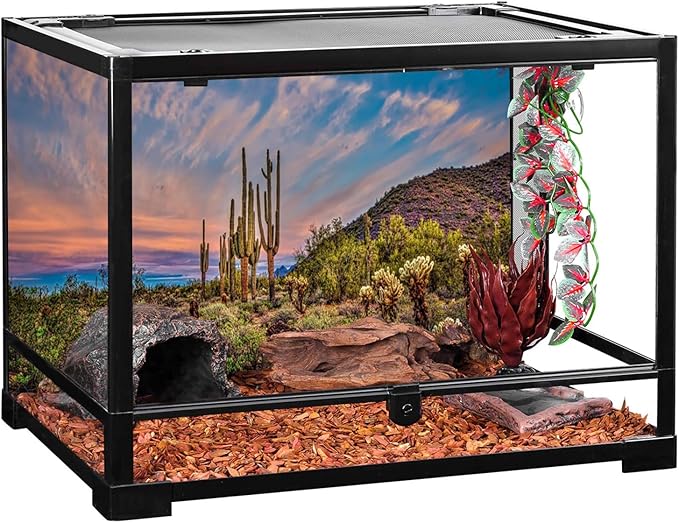 AWERT 24x16 inches Terrarium Background Blue Sky Cloud Huge Cactus Oasis Gobi Reptile Habitat Background Vinyl