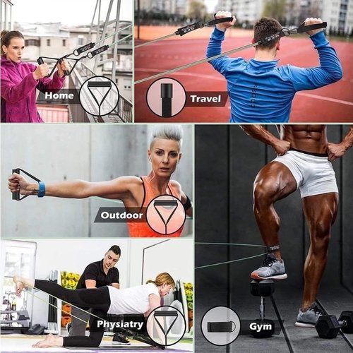 E.Z.D Resistance Bands Set: Exercise Bands with Handles, Door Anchor, Ankle Straps for Heavy Resistance Training, Physical Therapy, Muscle Training, Yoga, and Home Workouts.