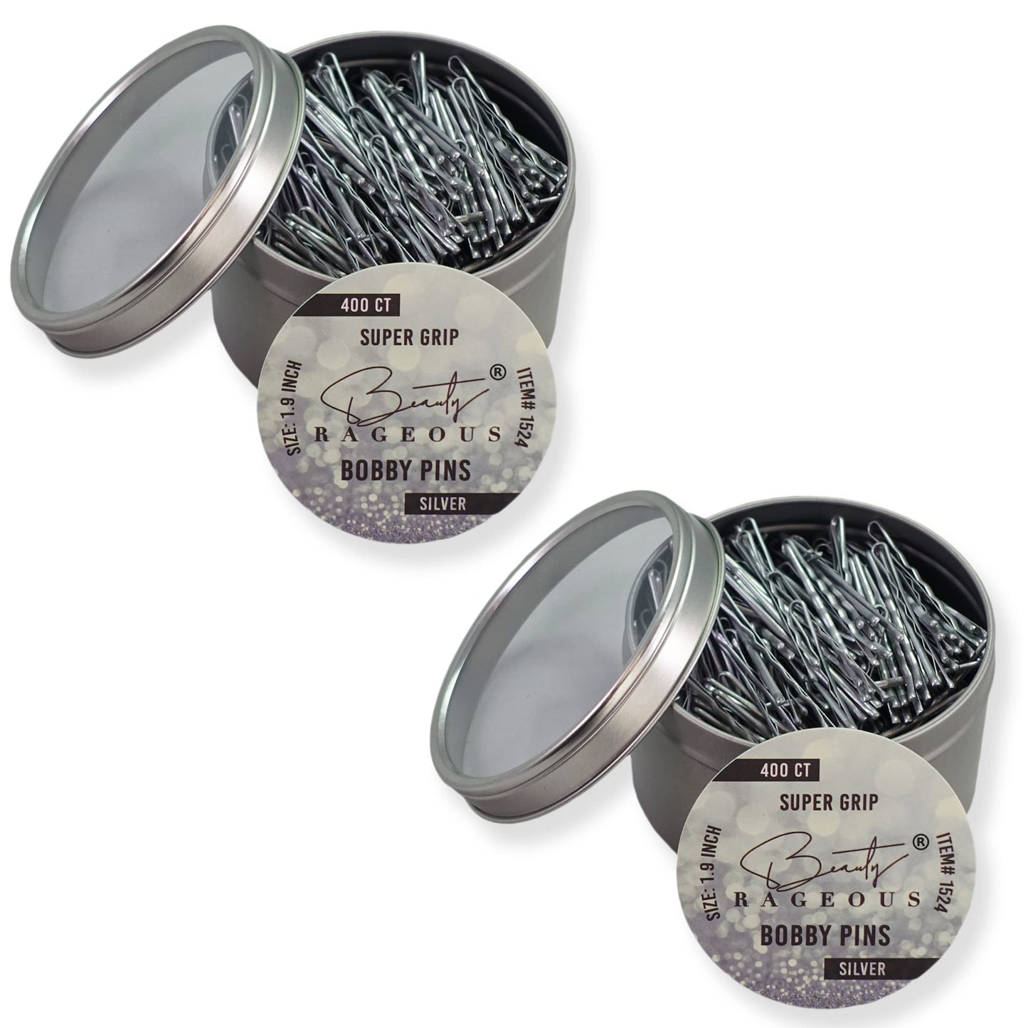 Super Grip Bobby Pins - Women'S 1.9 Inch - Easy, Secure, All Hair Types - Handy Reusable Tin (Silver - 800 Ct Approx)