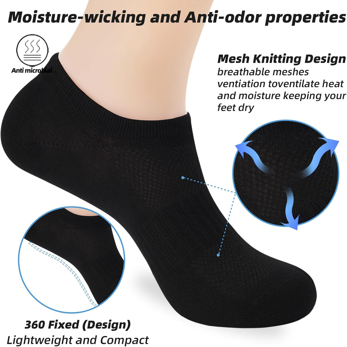 Skiennix No Show Socks - Low Cut Anti-Slip Athletic Liner Socks for Men & Women | Comfortable & Invisible