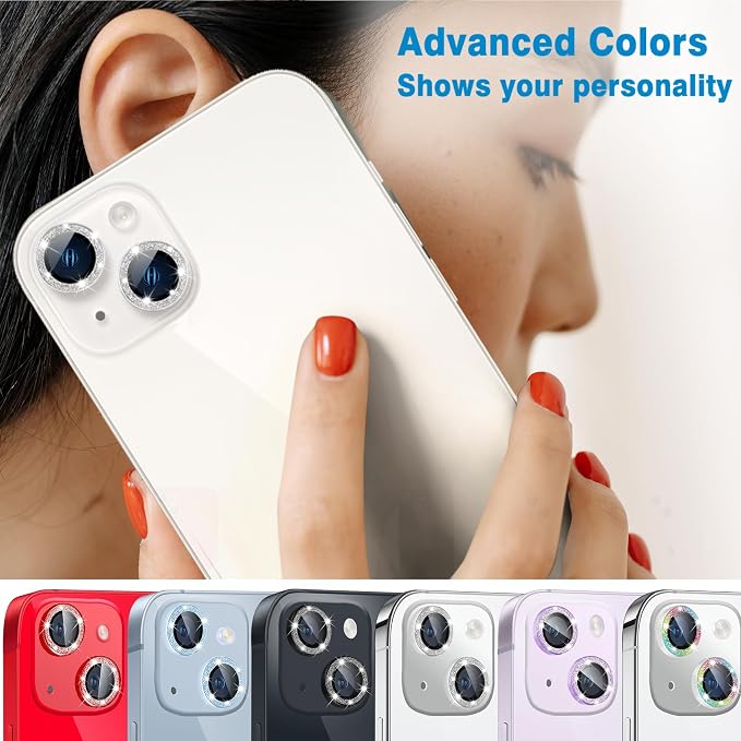for iPhone 15 & iPhone 15 Plus Camera Lens Protector, Bling Glitter Diamond