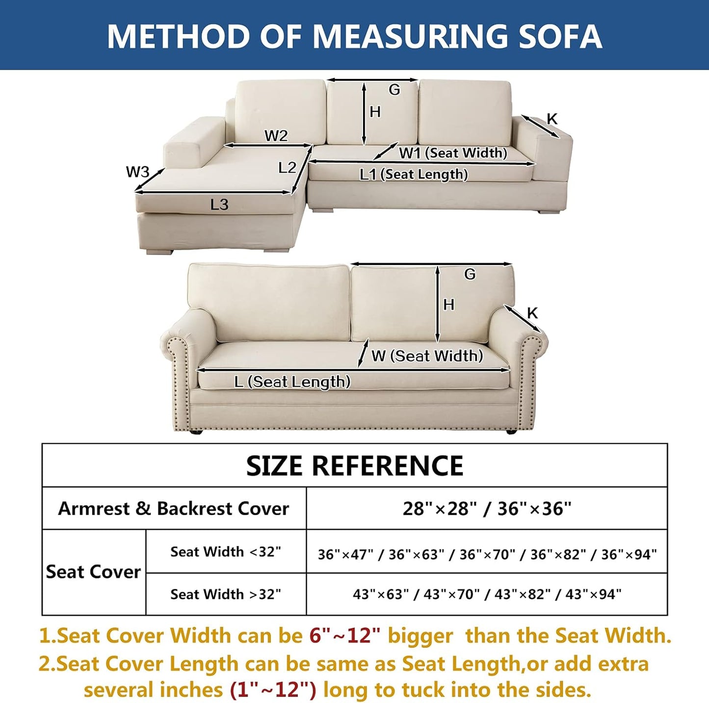 Eismodra Couch Cover,Sectional Couch Covers,Sofa Covers for 3 Cushion Couch,Anti-Slip Sofa Slipcovers for Dogs Cats Kids Loveseat Recliner L Shaped Armrest Backrest,Blue 36''x94''(Only 1 Piece)