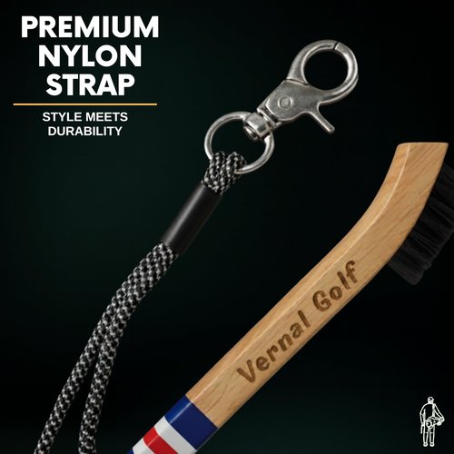 Golf Brush Made from Hickory Wood, Golf Club Groove Cleaner with Secure Clip Attachment for Bags and Carts - Golf Gifts for Men - Red and Blue