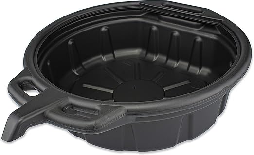 4.5 Gallon Oil Drain Pan, Low Profile Oil Catch Pan with Easy-Pour Spout, Heavy Duty Plastic Oil Change Container for Car, Lawn Mower, Motorcycle