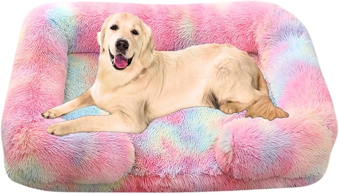 Dog Beds Large Sized dog Orthopedic, Sofa Dog Bed with Waterproof Lining and Nonskid Bottom, Rectangle Washable Dog Bed for Medium Small Dogs and Cats Comfortable ( Color : Pink , Size : 31 x 21" )