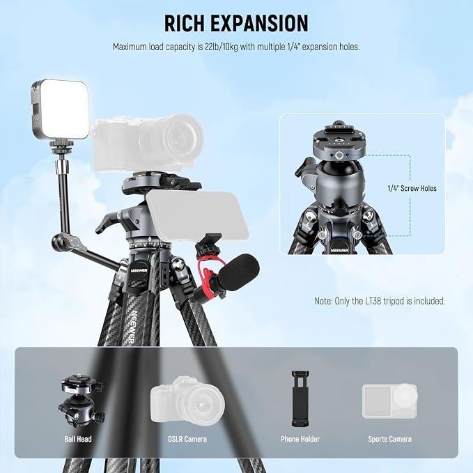 NEEWER LITETRIP LT38 61" Travel Tripod Carbon Fiber