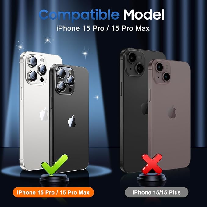 UniqueMe for 3 Pack iPhone 15 Pro/iPhone 15 Pro Max Camera Lens Protector