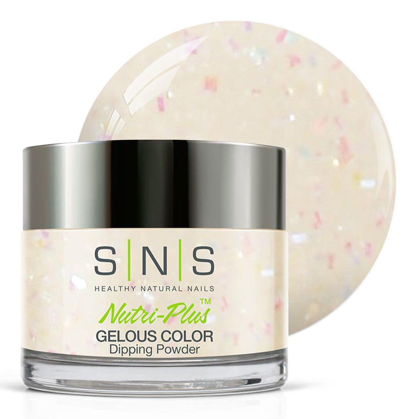 Sns Nail Dip Powder, Gelous Color Dipping Powder - Vanity Waltz (White, Pastel/Cream, Glitter) - Long-Lasting Dip Nail Color Las