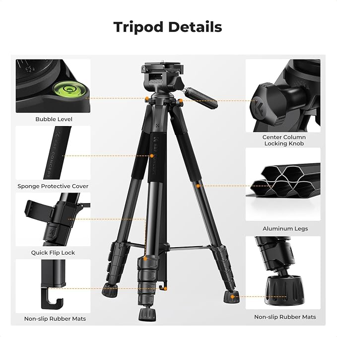 K&F CONCEPT Camera Tripod, Cellphone Clip