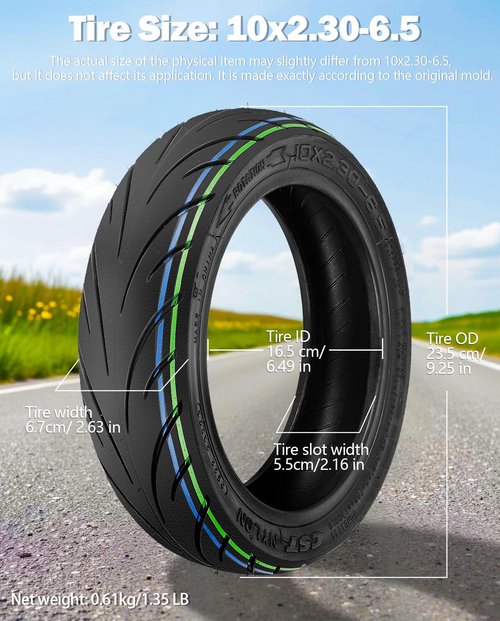 Felixstory 10x2.30-6.5 Tire Vacuum Tubeless Tire, Fit for NIU KQi2 Pro Electric Scooter, Replacement Front Rear Tyre, Non-slip, Explosion Proof 1pc