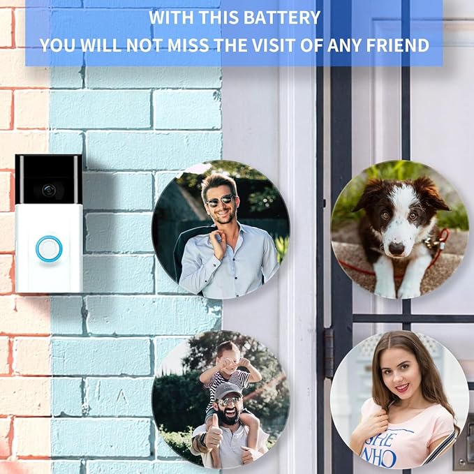 New V4 Battery for Ring-Doorbell-Camera 2/3/4/3+/3plus, Stick-Up Cam,