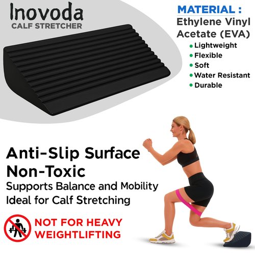 Inovoda Calf Stretch Board I Slant Board For Calf Stretching & Calf Raise Block for Relief of Plantar Fasciitis, Achilles Tendonitis & Calf Tightness | Calf Stretcher with 5 Resistance Bands & Carry Bag I Ankle Balance Board & Ankle Exerciser Strengthener