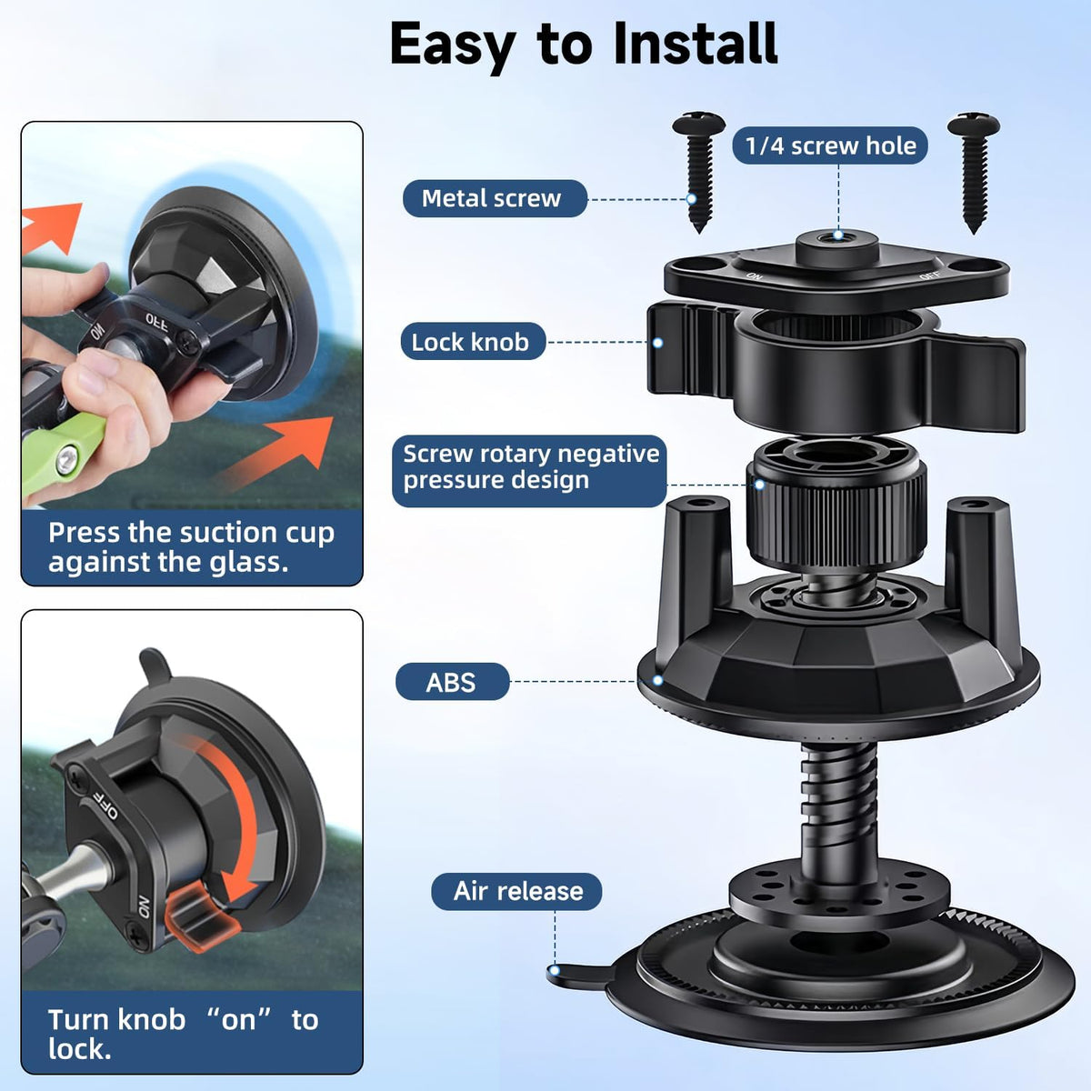 HEMMOTOP Car Phone Holder, Strong Windshield Suction Cup Mount, 12in