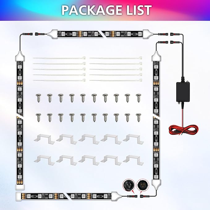 Underglow LED Lights for Cars 252 LEDs RGBI Neon Accent Strip Lights with 16 Million Colors DIY & Music Mode Underbody Exterior Lights Kit for RV SUV Truck Boat 12V