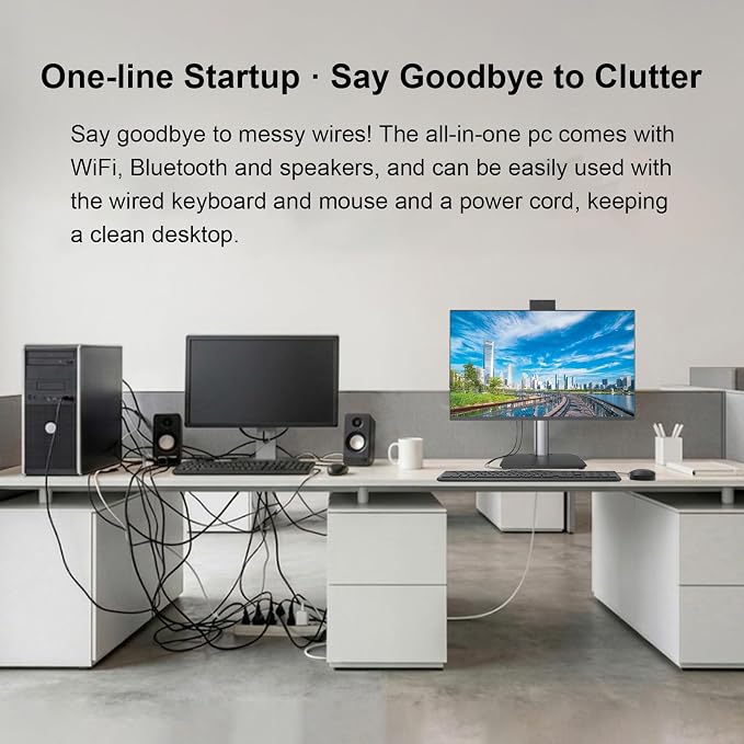 23.8 Inch All-in-One Desktop Computer,i7 CPU,8GB RAM 256GB SSD,Win 11 Pro PC,Height Adjustable & Swivel Stand,HD Webcam,WiFi 5, Bluetooth,Built-in Speaker,AIO with Keyboard and Mouse for Home Office
