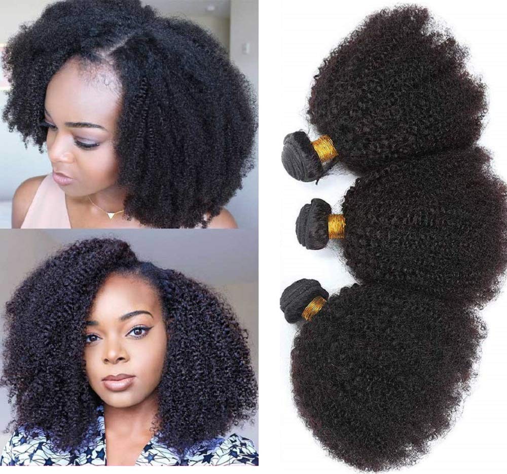 Mongolian Afro Kinky Curly Bundles Human Hair (14 16 18 Inch) 4B 4C Afro Kinky Human Hair Bundles For Black Women 100% Unprocess