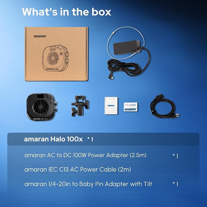 Amaran Halo 100X COB Led Video Light 100W Bi-Color 2700k-6500k, 890 lux @ 1m