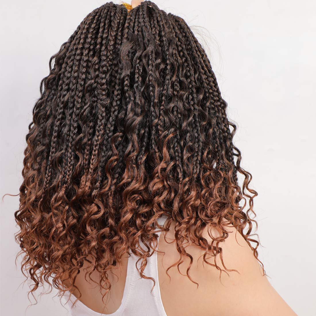 8 Packs Goddess Box Braids Crochet Hair-12 Inch Crochet Box Braids Pre-Looped Bohomian Crochet Braids Hair Synthetic Braiding Ha
