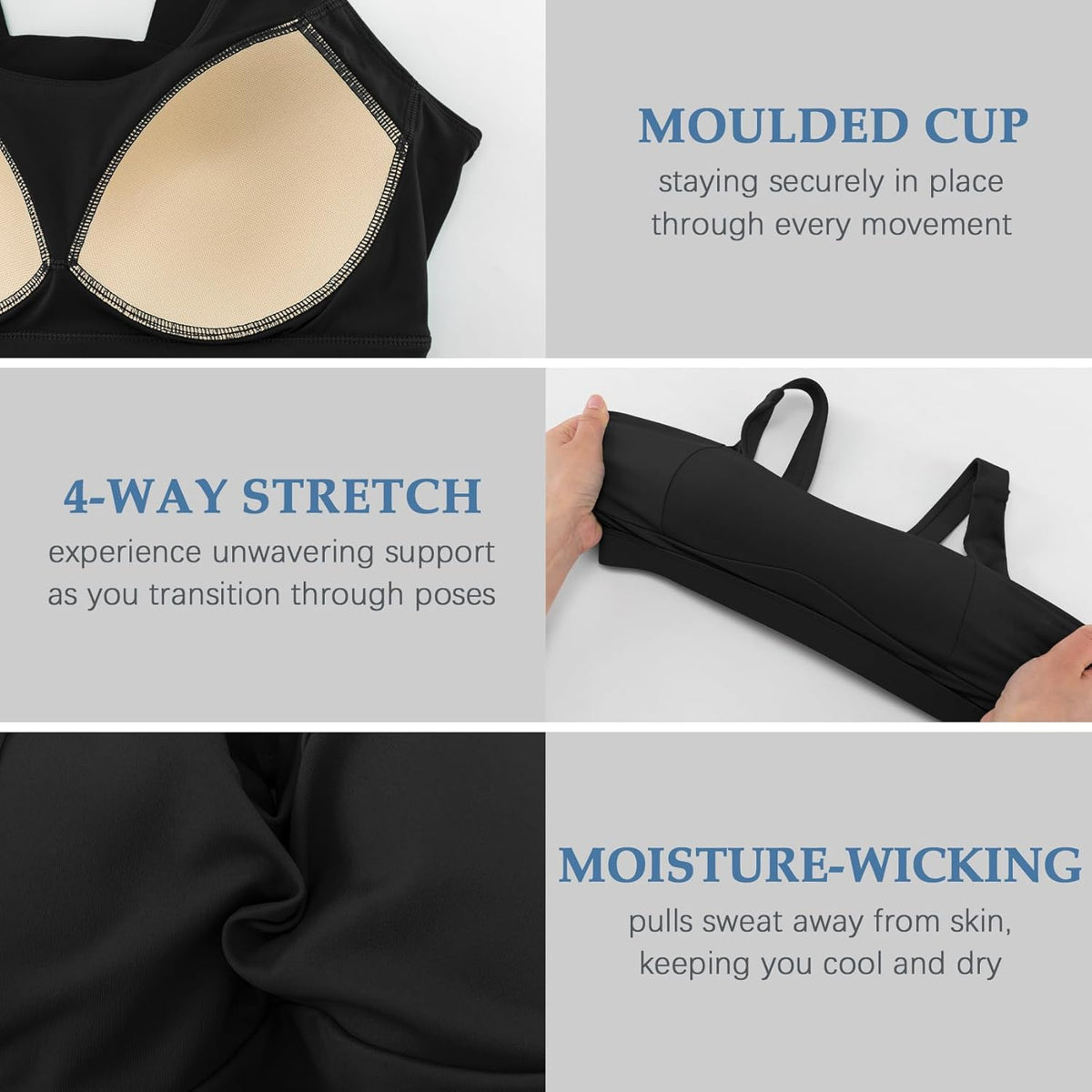 Skiennix High Impact Sports Bra - Racerback Design with Molded Cups | Backless Yoga Crop Top