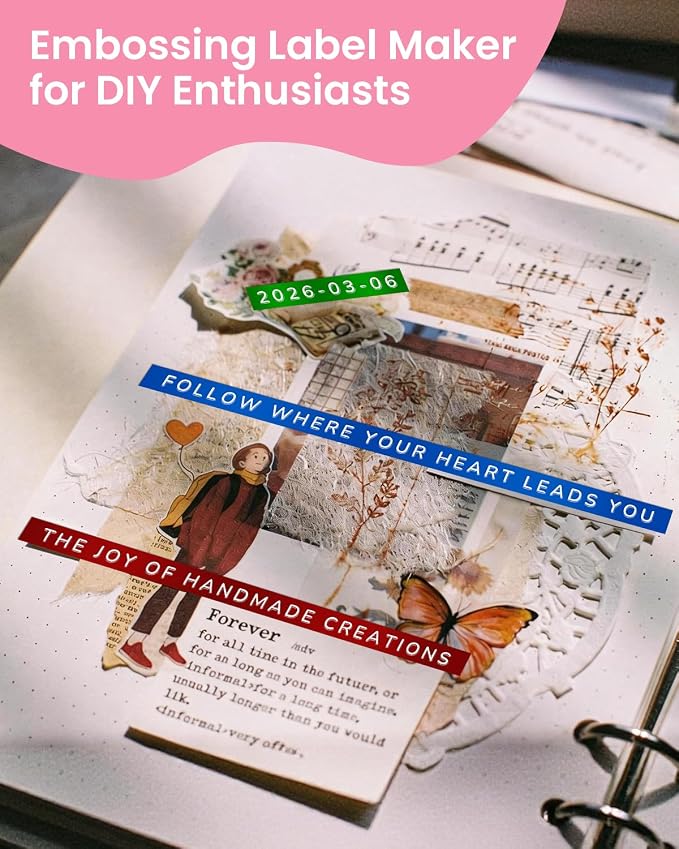 Embossing Label Maker Manual, Vintage Embossed Label Maker Pink, Retro Embosser