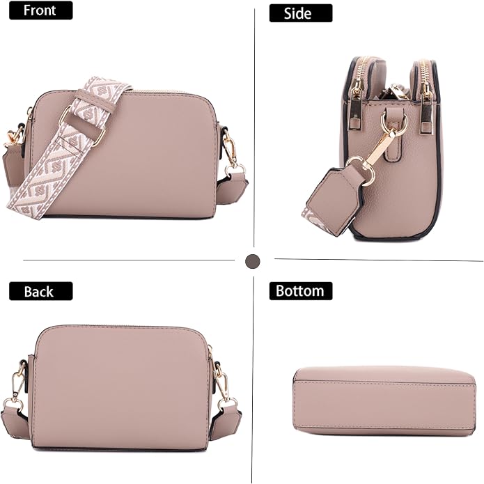 EVVE Crossbody Bags for Women Trendy Triple Zip Small Crossbody Camera Bag Purse