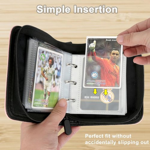 GERMUN Mini Card Binder - Premium 80-Pocket Trading Card Album with 40 Double-Sided Sleeves | Black