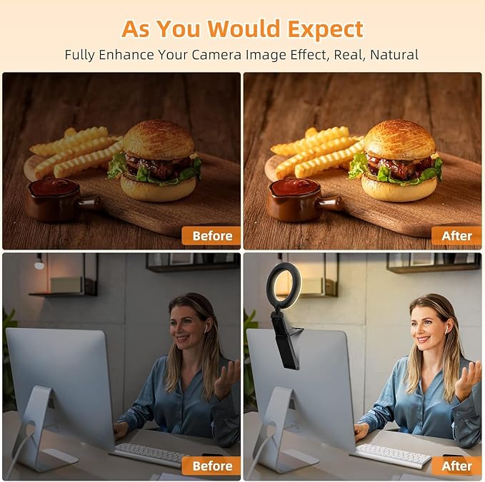 Evershop Ring Light for Laptop Desk Clip On, Small Computer Video Conference