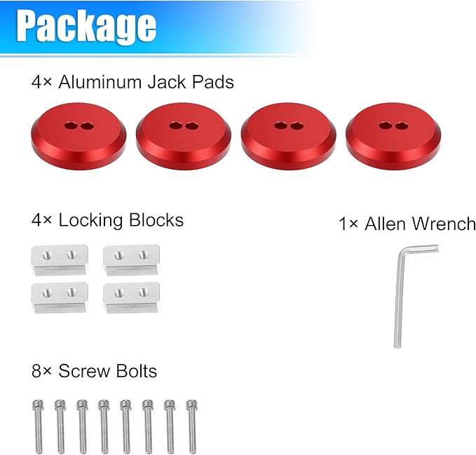X AUTOHAUX 4 Pcs Aluminum Jack Pads Jack Pucks for Chevrolet Corvette C5 C6 C7 C8 Z06 ZR1 1997-2021 Jacking Lift Pad Jack Lift Point Pad Adapter Red