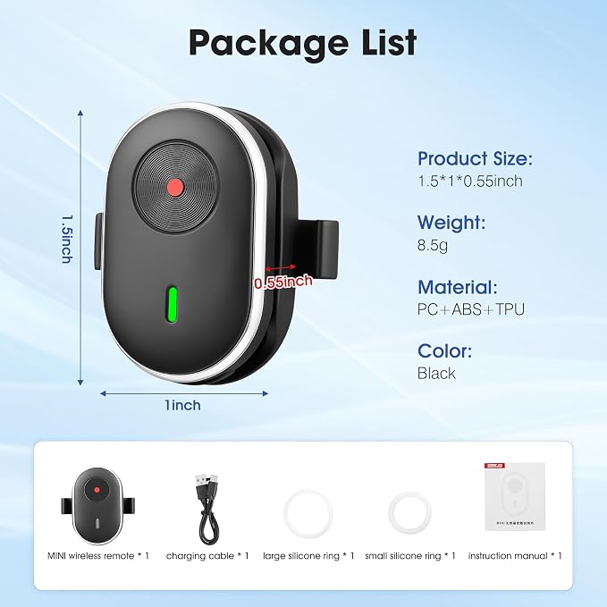 Remote for insta360 GO Ultra/X5/X4 Air/X3/Ace Pro 2 Mini Ring Control for Gopro