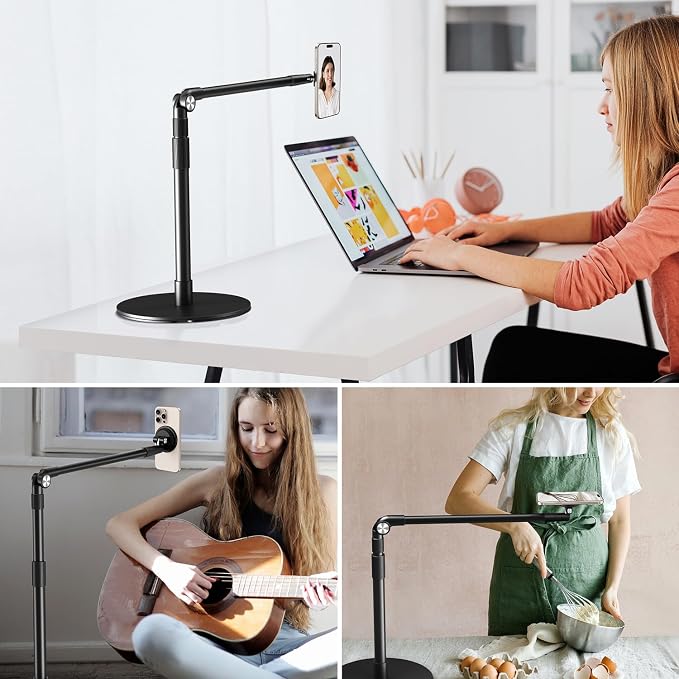 elitehood Magnetic Phone Stand for Overhead Recording, 15 in Long Arm Magsafe