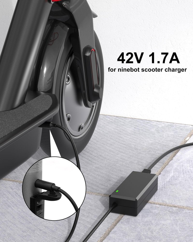 VHBW 42V Scooter Charger Compatible with Ninebot G30LP ES2 ES4 ES1L F20 F30 F40 E22 E25 M365 Pro/Pro2 Lime-S Electric Scooter with 36V Battery Compatible with Ninebot Electric Scooter Charger