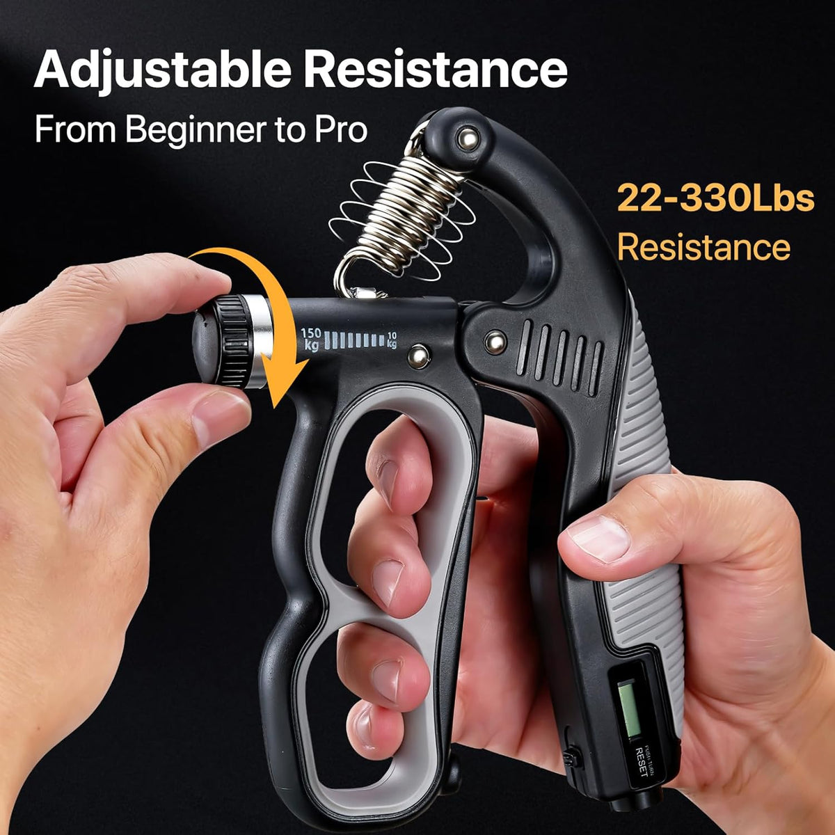 PowerGrip Hand Grip Strength Trainer - Adjustable Resistance 10-150kg | Ergonomic Forearm Workout Equipment