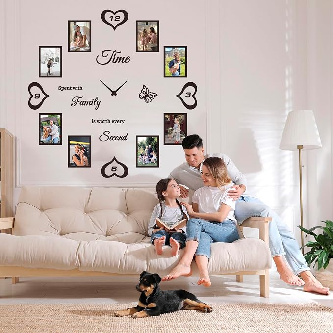 Datesno DIY Family Photo Frame Wall Clock Decal