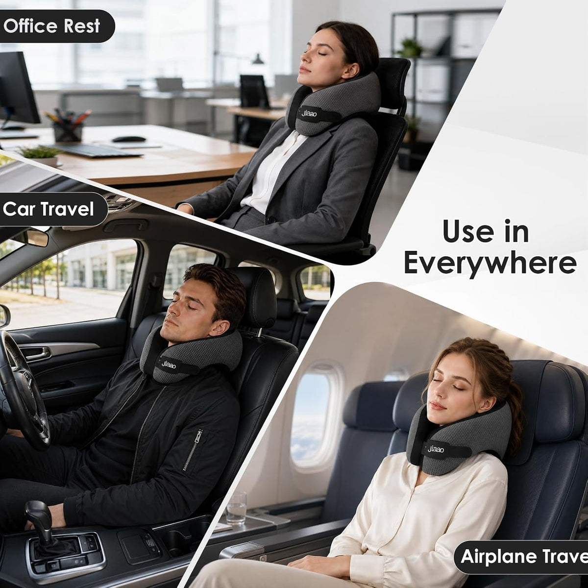 Ergonomic Travel Pillow,100% Memory Foam Travel Neck Pillow for Airplanes | 360 Neck & Chin Support Airplane Pillow For Long Flights,Airplane Travel Essentials With 3d Eye Mask, Earplugs,Carry Case