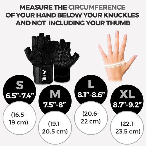 MhIL Workout Gloves for Women - Breathable Gym Gloves with Palm Protection & Enhanced Grip - Padded Weightlifting Gloves with Wrist Wraps Support