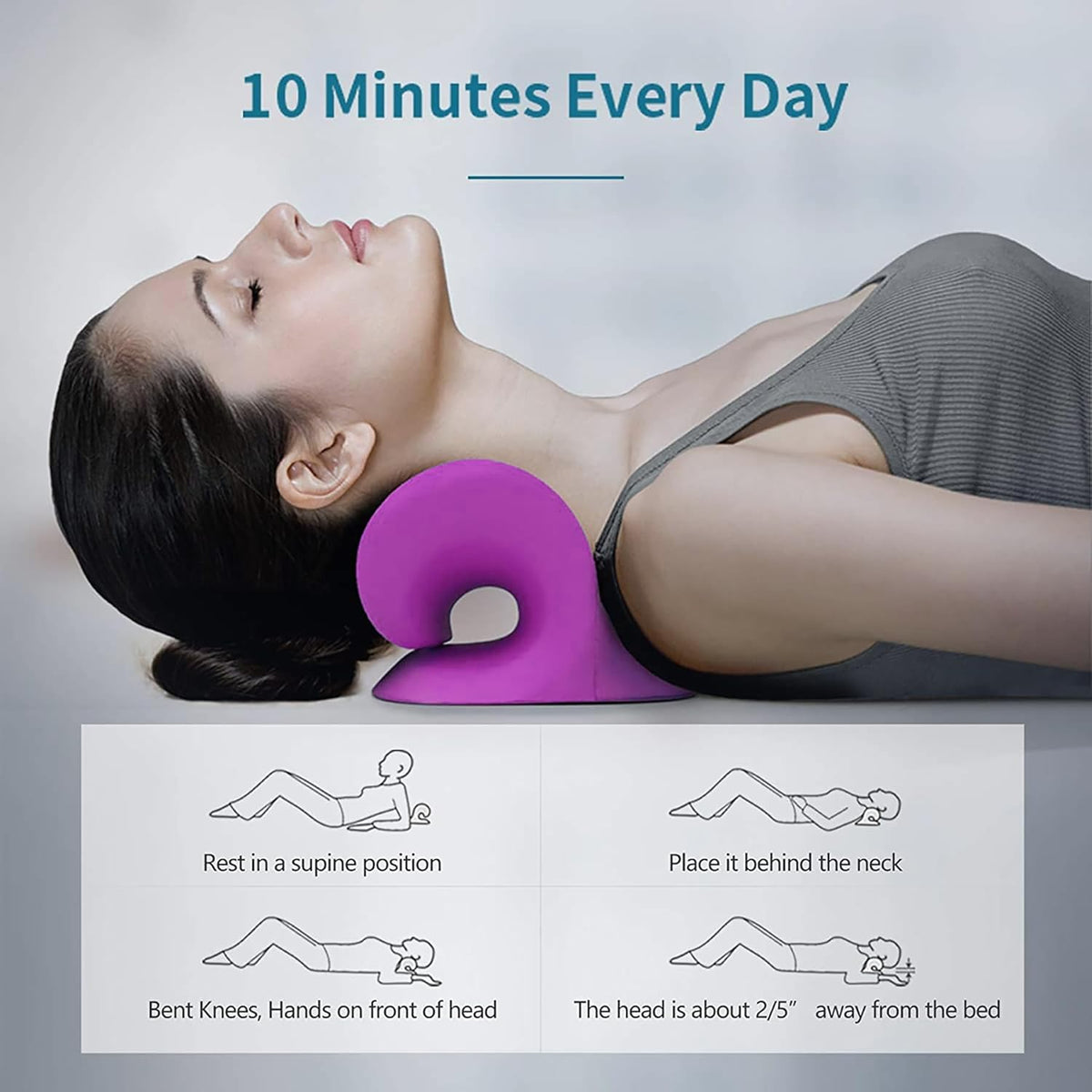 RESTCLOUD Neck and Shoulder Relaxer - Cervical Traction Device for TMJ Pain Relief | Chiropractic Pillow (Purple)