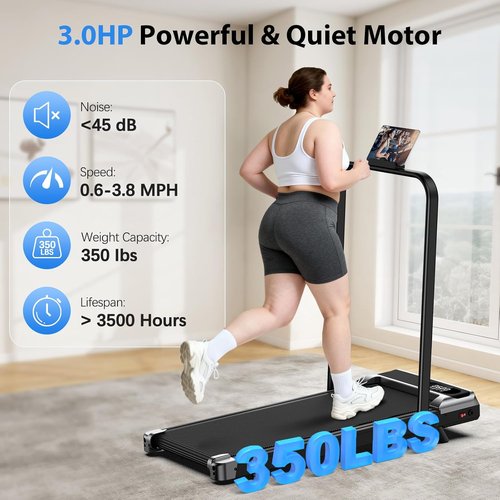 AoraPulse Portable Folding Treadmill - Compact Electric Walking & Running Machine | 300 LBS Capacity, LED Display