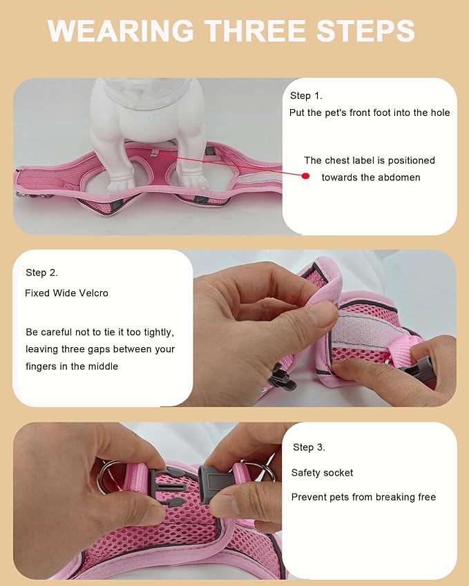 XXS Red Soft Mesh Dog Harness and Leash Set,No Escape Puppy Harnesses for Training Walking, Reflective Adjustable Puppy Vest for Small Medium Dogs, Cats (Red, XXS)