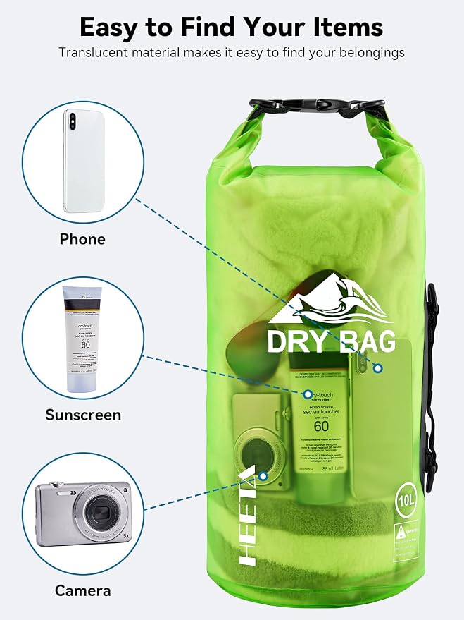 HEETA Dry Bag Waterproof for Women Men, 5L/10L/20L/30L/40L Roll Top Lightweight