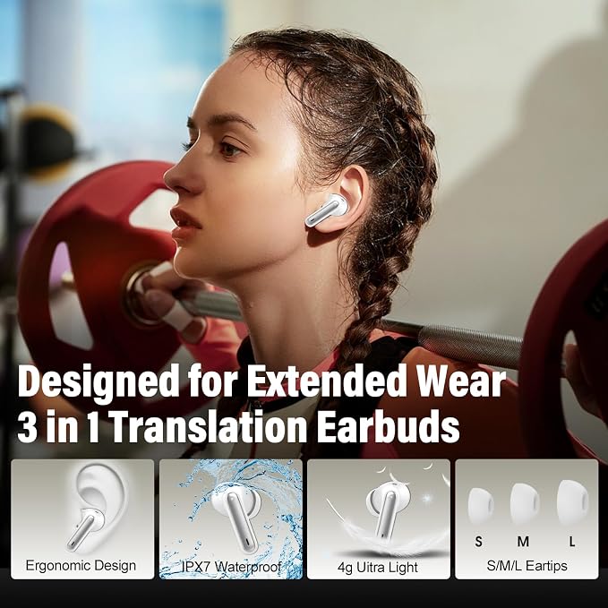 Ai Translation Earbuds Real Time, 165 Languages Translator Earbuds