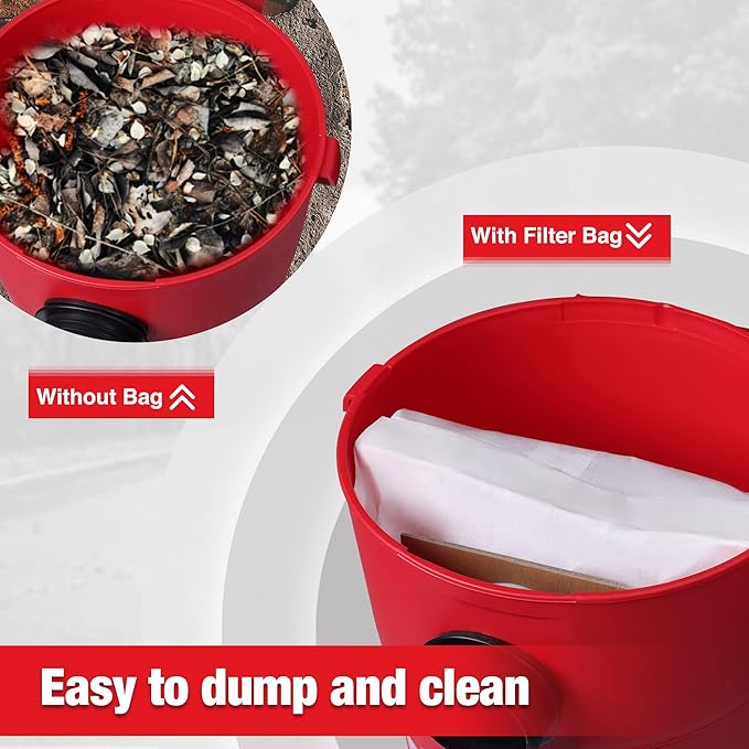 Shop-Vac 6 Gallon 4.0 Peak HP Wet/Dry Vacuum, Wall Mountable Compact Shop Vacuum 91932 Dust Collection Filter Bag for 5 Gallon Wall Mount Vacs, 6 Pack