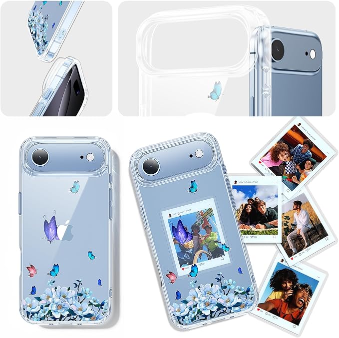 toushion 3 in 1 for iPhone Air Case Clear Printed Design | Yellowing-Resistant
