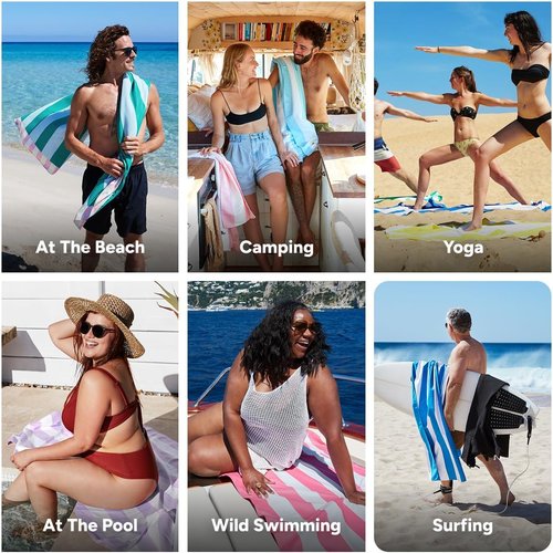 Dock & Bay Beach Towel - Quick Dry & Sand Free - Compact & Lightweight - 100% Recycled - Pastel Pier - Large (160x90cm)