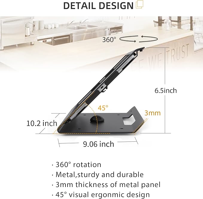 Tablet Kiosk POS Stand Compatible 10.2” iPad 7 8 9 Generation