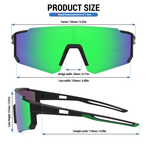 3 Pack Polarized Youth Baseball Sunglasses for Boys Girls Age 6-12 Sports Softball Cycling for Kids UV Protection 3Pack-Black Blue+Black Red+Black Green