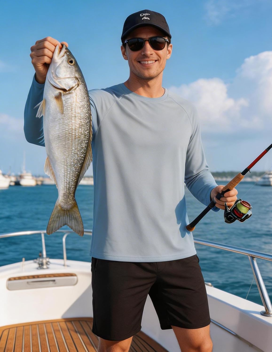 PINSPARK Men's UV Protection Long Sleeve Fishing Shirt - Quick Dry Camo Rash Guard for Active Wear