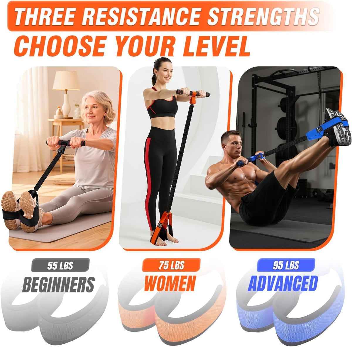 Pedal Resistance Bands - Upgrade Women’s Exercise Bands for Full Body Training | Core, ABS, Legs, Glutes