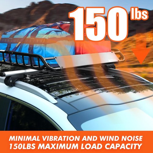 MAXXHAUL 52" Aluminum Roof Rack Cross Bars - 150 lb Capacity with Locking Anti-Theft System | Fits Raised Side Rails (35–55mm Diameter) - Easy Clamp-On Installation