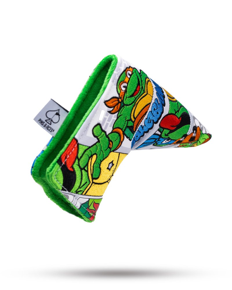 Pins & Aces TMNT Head Cover - Premium, Hand-Made Leather Headcover - Teenage Mutant Ninja Turtle Comic Strip, Tour Quality Golf Club Cover - Style and Customize You Golf Bag (Blade)